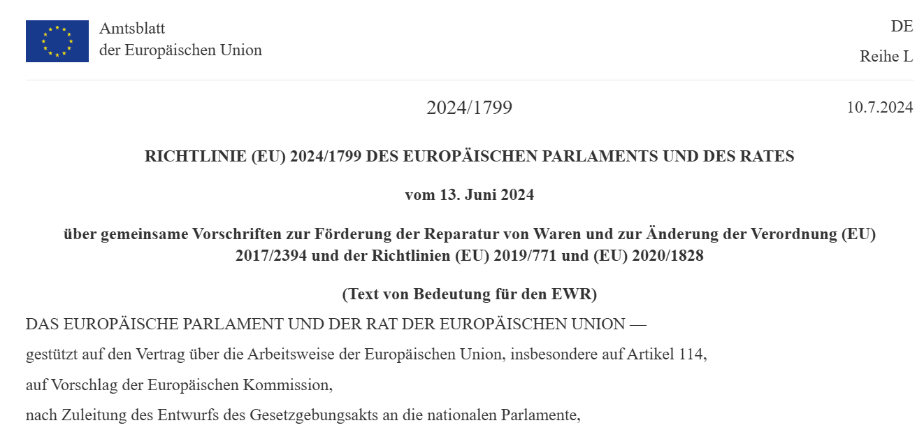 EU Recht auf Reparatur Vorschriften zur Foerderung der Reparatur von Waren Blogbeitragsbild wesaveyourcopyrights anwalt fuer medienrecht it-recht e-commerce frankfurt